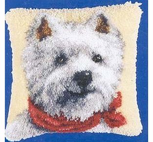 Latch hook Rug Style Complete Cushion Kit`` Westie `` 43 x 43cm