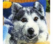 XYRK Latch hook Rug Style Complete Cushion Kit`` Wolf`` 43 x 43cm