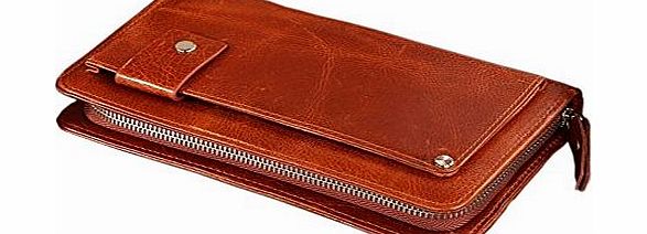 YAAGLE Mens women quality soft leather Wallets with multiple Credit card slots Key Case Notes Coins Pouches and i.d. Window billfold clutch bag Hand bag wallets for teenagers Vintage Purse Money Clips