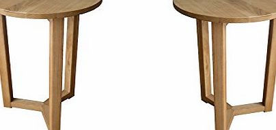 Yabbyou Pair of Solid Oak Lamp Side End Tables 55cm High