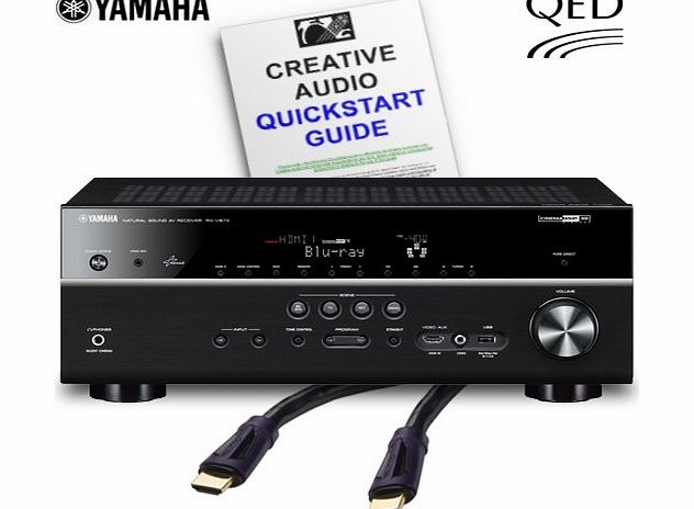 Yamaha / QED Yamaha RX-V677 5-star reviewed 7.2 Network Home Cinema Receiver (Black)   2 x 1m QED Performance HDMI HS Graphite Cables   Free 11 page Creative Audio Quickstart Guide. 2 Year Guarantee   Free next wo