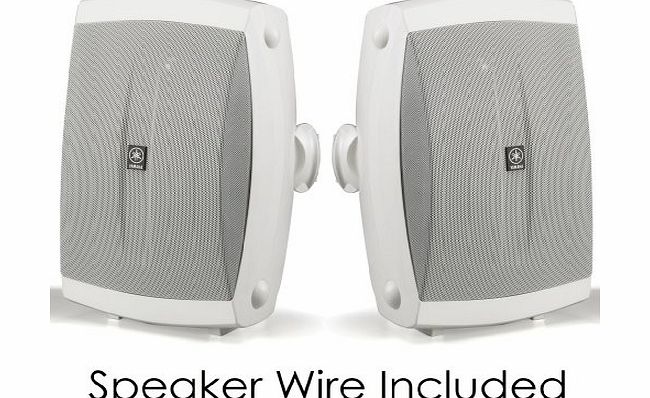 Yamaha All Weather Indoor amp; Outdoor Wall Mountable Natural Sound 130 watt 2-way Acoustic Suspension Speakers (Set of 2) White with 6.5`` High Compliance Woofer, 1`` PEI Dome Tweeter amp; Wide Frequ