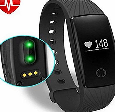 YAMAY Fitness Tracker with Heart Rate Monitor,Bluetooth Smart Wristband Bracelet Sport Pedometer Activity Tracker with Heart Rate Monitor/Step Tracker/Calorie Counter/Sleep Tracker Compatible with iP
