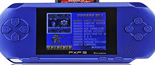 YANX Handheld Game Console,YANX Classic Portable Video Game Console PXP PVP Game Player With Two Cartidiges Built in 100  Games Christmas Halloween XMAS Birthday Gifts for Boy Kids Children(blue)