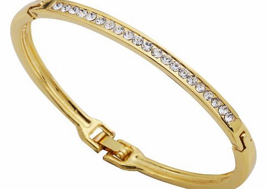 Bangle Gold Plated Bangle with Diamante Crystal Bracelet Diameter:2.2In