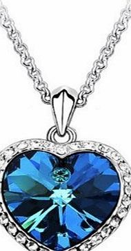 YAZILIND Blue Heart of Ocean Titanic Crystal Necklace Pendant with Chain Perfect Gift (blue)