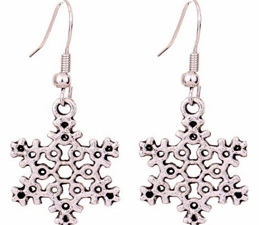 YAZILIND  Tibetan Silver Snowflakes Shape Ear Wire Hook Dangle Earrings