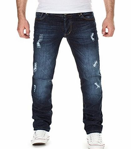 Yazubi Designer Mens Jeans Oscar Standard Fit Straight Jeans , dark blue 82704, W32/L32