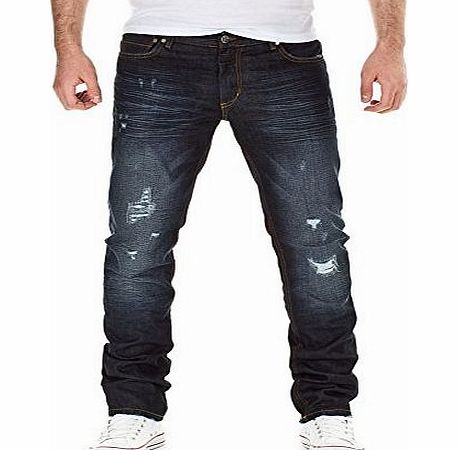 Yazubi Designer Mens Jeans Standard Fit Straight Jeans, dark blue 2087, W33/L34
