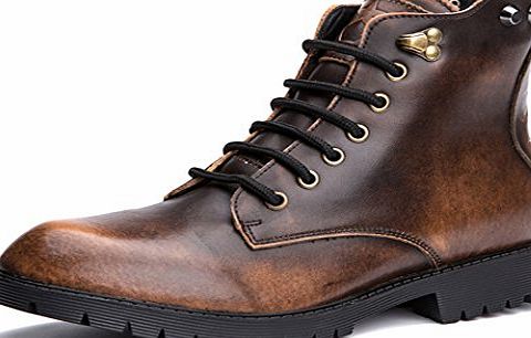 Yc Top Retro Mens Shoes Fashion Rivet Genuine Leather Casual Large Size Martin Boots Size 8 UK Brown
