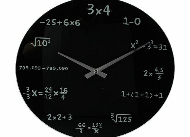 Yellow budgie Maths Wall Clock Novelty Mathematical Problem - A Different Formula For Each Hour