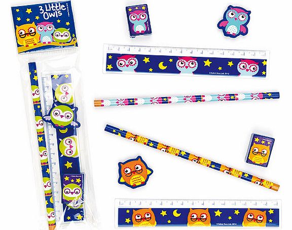 Yellow Moon 3 Little Owls 4-Piece Stationery Sets - Per 3 sets