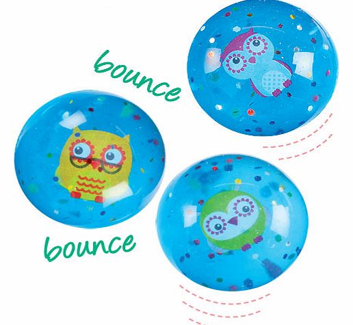 Yellow Moon 3 Little Owls Glitter Jet Balls - Pack of 6