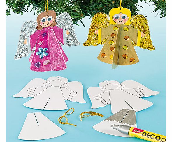 Yellow Moon 3D Angel Hanging Decorations - Pack of 10