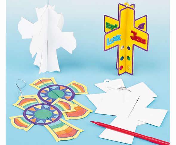 Yellow Moon 3D Cross Hanging Decorations - Pack of 12