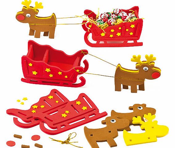 Yellow Moon 3D Foam Reindeer and Sleigh Kits - Pack of 2