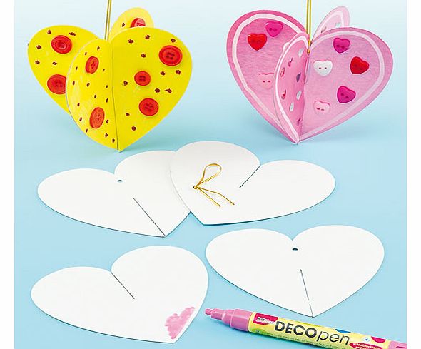 3D Heart Hanging Decorations - Pack of 12