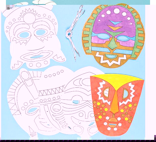 Yellow Moon Aboriginal Colour-in Masks - Pack of 6