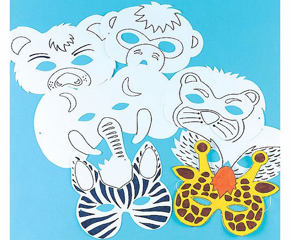 Yellow Moon Animal Colour-in Masks - Pack of 8