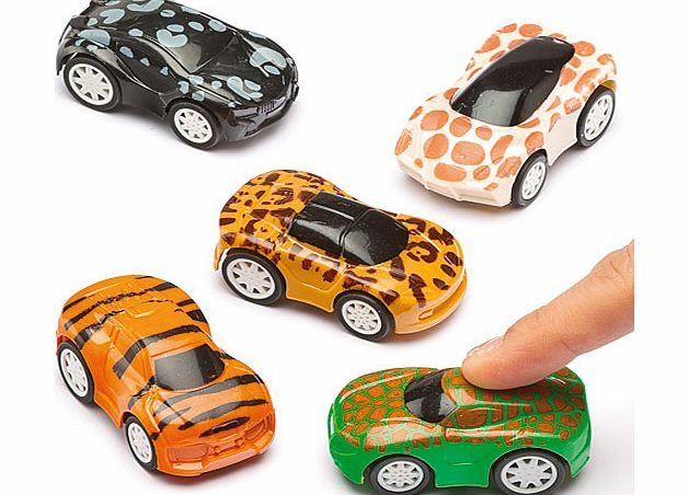 Yellow Moon Animal Print Pull Back Cars - Pack of 6