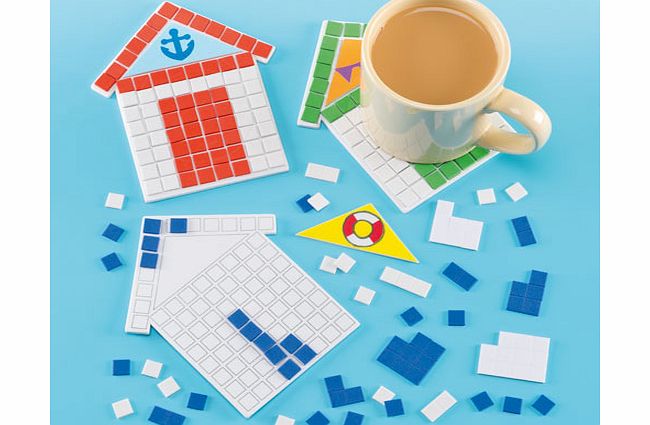 Yellow Moon Beach Hut Mosaic Coaster Kits - Pack of 6