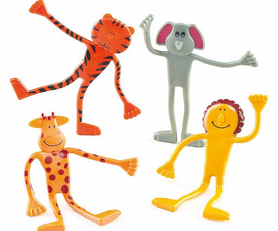 Yellow Moon Bendy Jungle Animals - Pack of 4