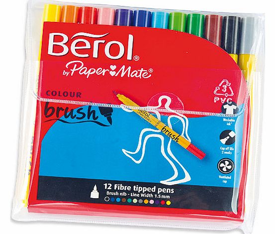 Yellow Moon Berol Colourbrush Fibre Tip Pens - Pack of 12