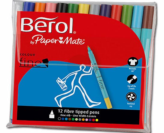 Yellow Moon Berol Colourfine Fibre Tip Pens - Pack of 12