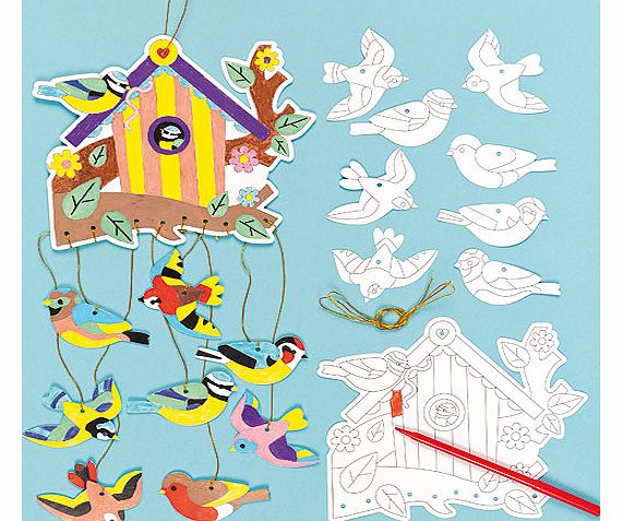 Yellow Moon Bird Colour-in Mobiles - Pack of 4