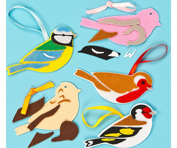 Yellow Moon British Bird Felt Decorations - Pack of 6