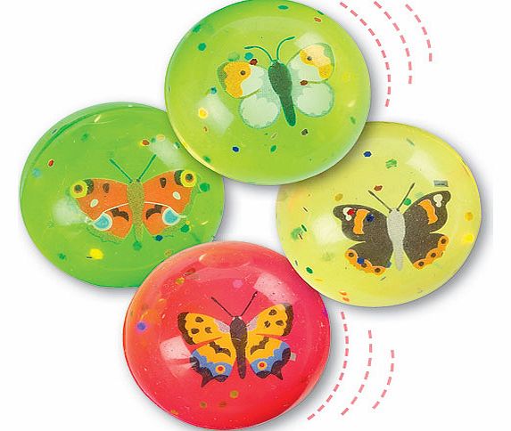 Yellow Moon Butterfly Glitter Jet Balls - Pack of 6