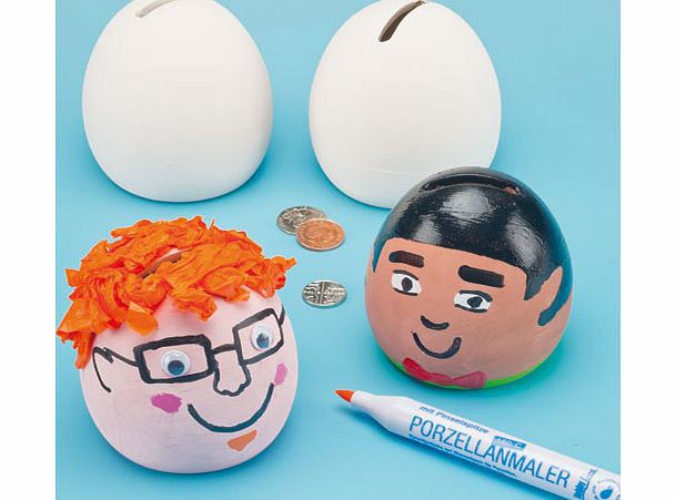 Yellow Moon Ceramic Egg Head Coin Banks - Box of 4