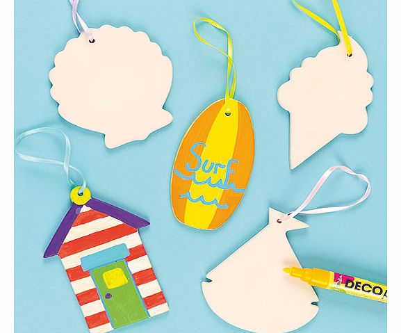 Yellow Moon Ceramic Seaside Hanging Decorations - Pack of 5