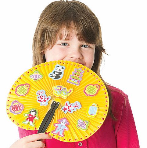 Yellow Moon Chinese Concertina Fans - Pack of 6