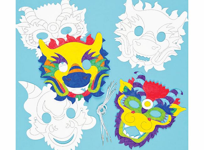Yellow Moon Chinese Dragon Colour-in Masks - Pack of 6