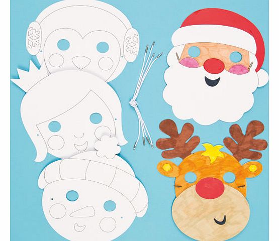 Yellow Moon Christmas Character Colour-in Masks - Pack of 6