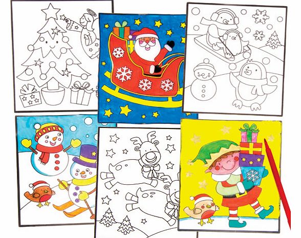 Yellow Moon Christmas Colour-in Window Decorations - Pack of