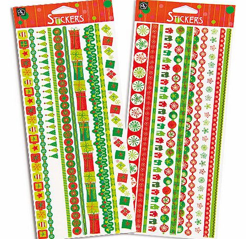 Yellow Moon Christmas Glitter Border Stickers - Per pack