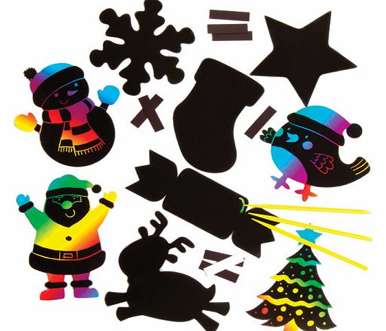 Christmas Scratch Art Magnets - Pack of 12