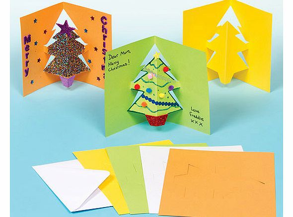 Yellow Moon Christmas Tree Pop-out Cards - Pack of 8