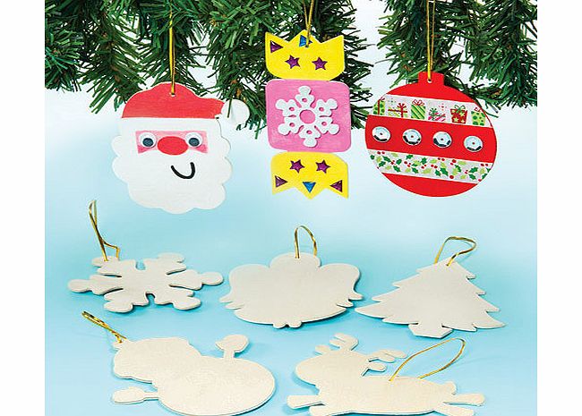 Christmas Wooden Decorations - Pack of 10
