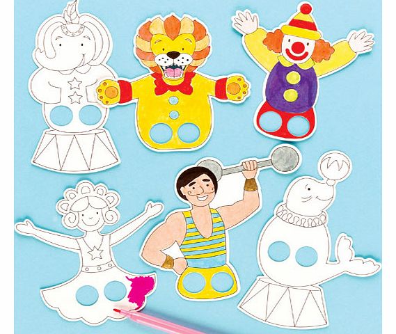 Yellow Moon Circus Colour-in Finger Puppets - Pack of 24