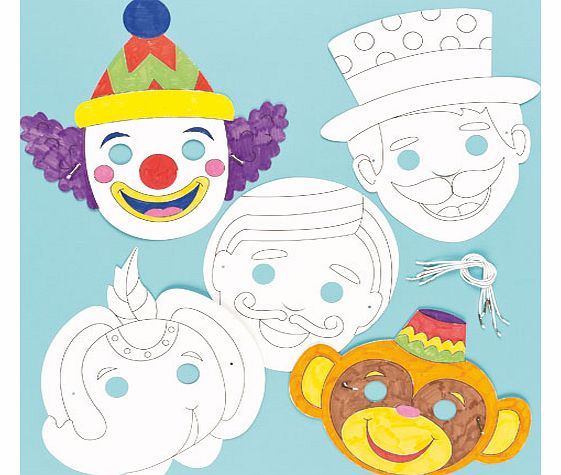 Yellow Moon Circus Colour-in Masks - Pack of 6