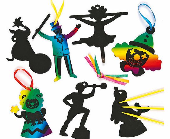 Yellow Moon Circus Scratch Art Decorations - Pack of 12