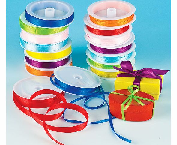 Yellow Moon Coloured Satin Ribbon Pack - Pack of 16 reels
