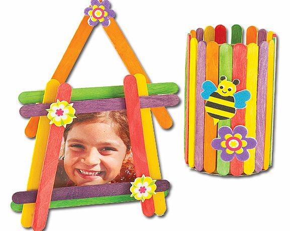 Yellow Moon Coloured Wooden Craft Sticks - Pack of 200