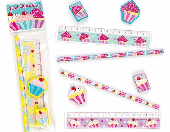 Yellow Moon Cool Cupcakes 4-Piece Stationery Set - Pack of 3