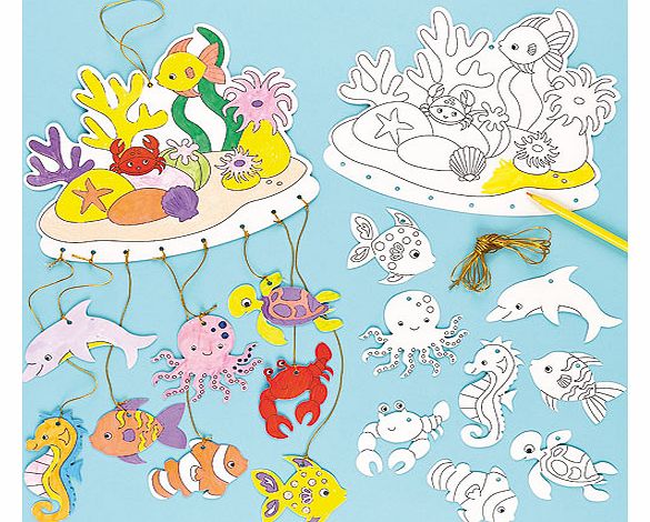 Yellow Moon Coral Reef Colour-in Mobiles - Pack of 4