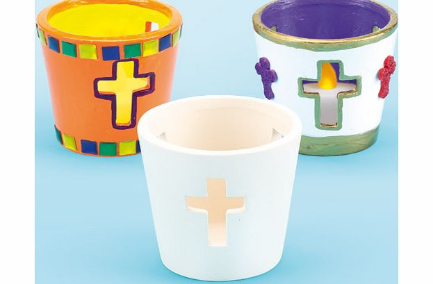 Cross Ceramic Tealight Holders - Box of 4
