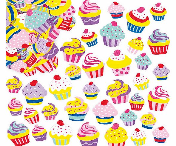 Yellow Moon Cupcake Foam Stickers - Pack of 120
